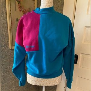 Vintage 90’s teal magenta color block Converse sweatshirt pullover fleece sz M